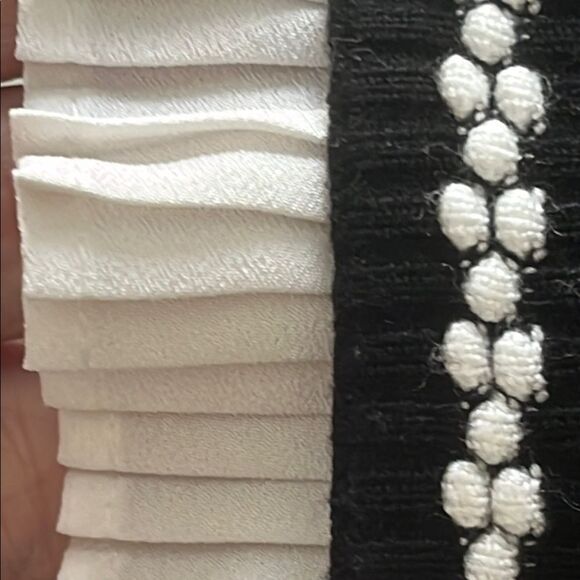 Karl Lagerfeld Black with Ruffled Sleeve White Stitching Detail Sweater - Picture 8 of 8